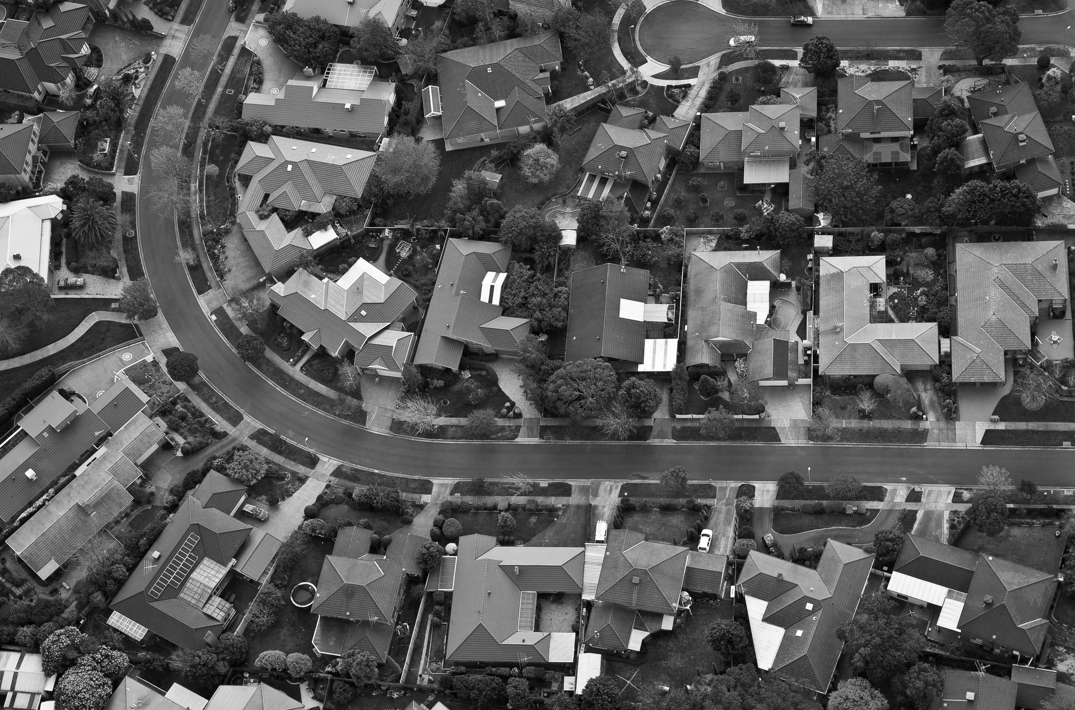 Aerial view suburbs community