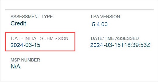 date intial submission