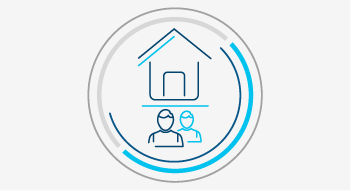 Icon image of a home with two people 