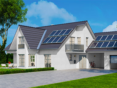 Energy efficient home with solar panels