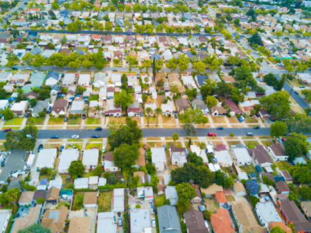 Overhead view of a neighborhood