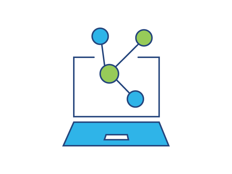 laptop with dna type molecule icon