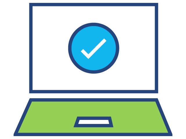 laptop with check mark