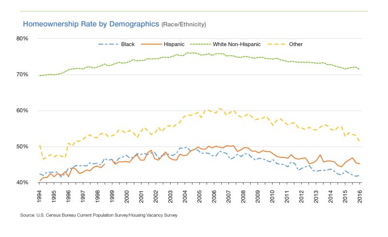 Graphic chart showing homeownership rate by demographics