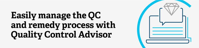 QC Advisor icon with text that says, Easily manage the QC and remedy process with Quality Control Advisor